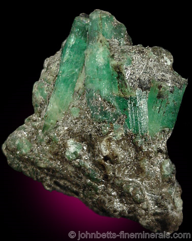 Emerald Crystals in Schist from Stony Point, Alexander County, North Carolina