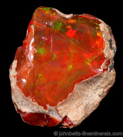 Precious Fire Opal from Near Mezezo, Shewa (also Shoa or Showa) Plateau, Amhara, Ethiopia