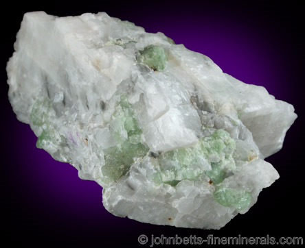 Green Fluor-edenite in Marble from Edenville, Orange County, New York