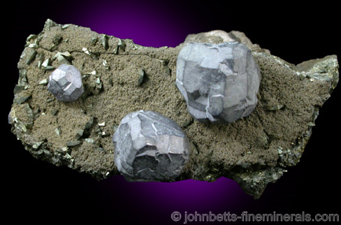 Complex Galena Crystals on Matrix from Dundas, Ontario, Canada