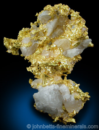 Bright Gold on Quartz from Eagle's Nest Mine, Placer County, California