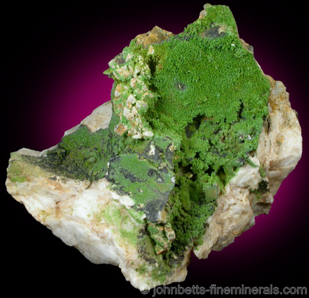 Green Mimetite on Barite from Driggith Mine, Caldbeck Fells, Cumbria, England