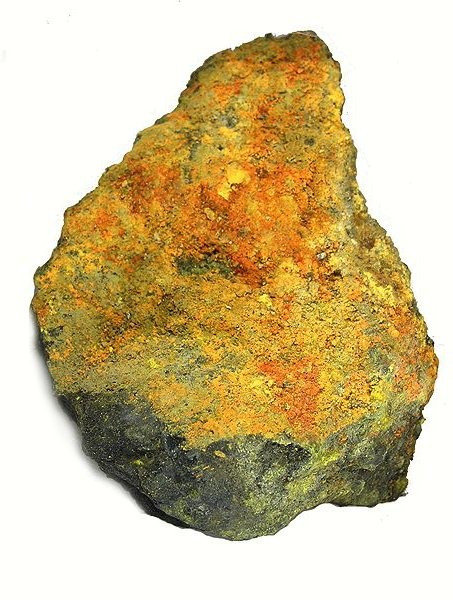 Gummite on Matrix of Pitchblende from Pick's Delta Mine, Delta, San Rafael District, Emery Co., Utah