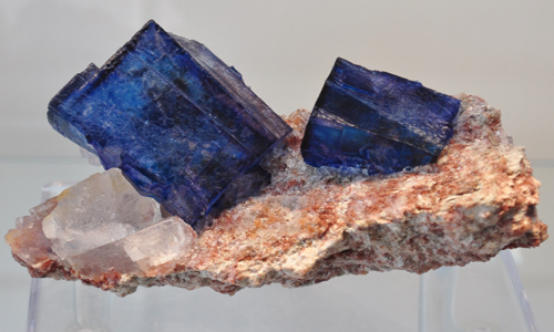 Blue Halite Crystals on Sylvite from 10th Ore Zone, Intrepid East Mine, Carlsbad, New Mexico.