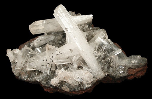 Elongated Hemimorphite Crystal Group from Santa Eulalia District, Mun. de Aquiles Serdan, Chihuahua, Mexico