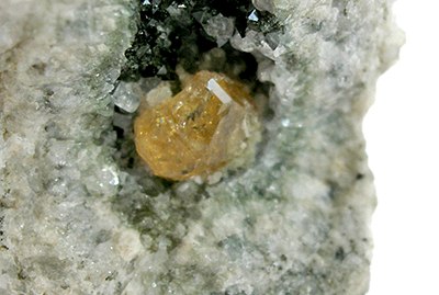 Yellow Humite in Matrix - Zoomed from Monte Somma, Vesuvius, Naples Province, Campania, Italy