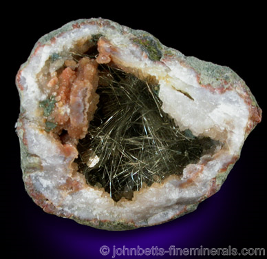 Millerite in Geode from US Route 27 road cut, Halls Gap, Lincoln County, Kentucky