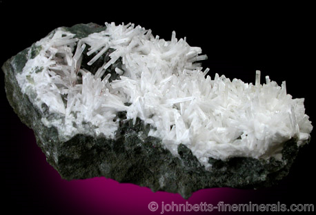 Elongated White Natrolite Crystals from Millington Quarry, Bernards Township, Somerset County, New Jersey