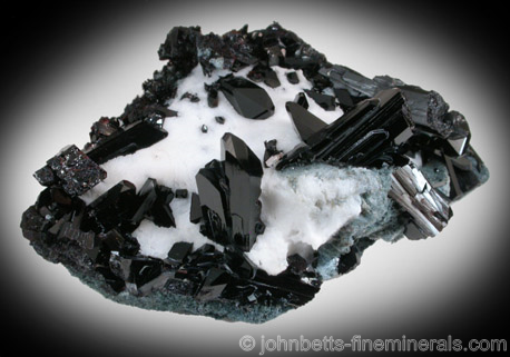 Neptunite Crystals in Natrolite from Benitoite Gem Mine, San Benito County, California