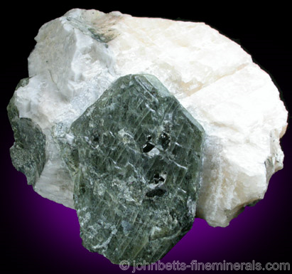 Dark Green Forsterite Crystal from Parker Mine, Notre Dame du Laus, Quebec, Canada