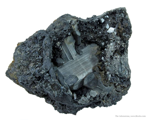Phosgenite Crystals in Galena Matrix from Monteponi, Sardinia, Italy