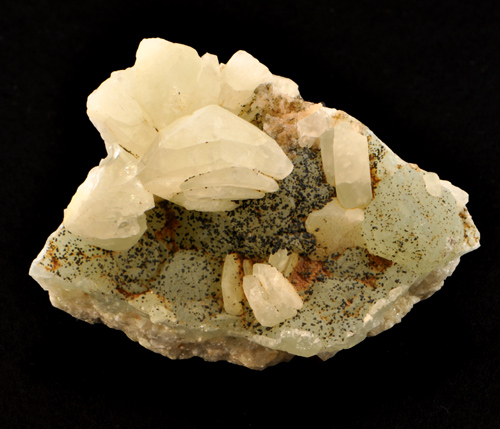 Pumpellyite with Datolite & Prehnite from Prospect Park Quarry, Prospect Park, Passaic Co., New Jersey