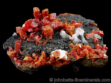 Realgar and Calcite on Matrix from Getchell Mine, Humboldt County, Nevada