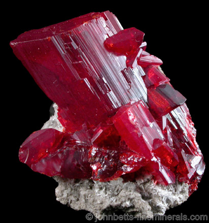 Outstanding Gemmy Realgar Crystal from Shimen Mine, Hunan, China