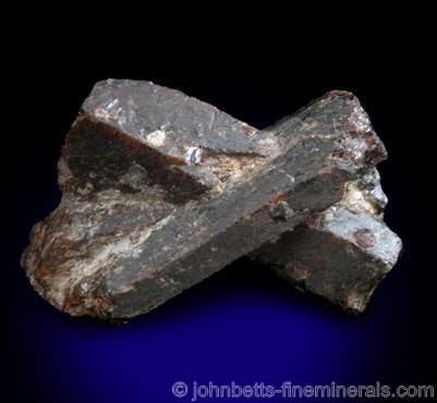 Intersecting Red-Brown Staurolite from Cook Road locality, Windham, Cumberland County, Maine