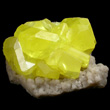 Bright Yellow Sulfur on Aragonite
