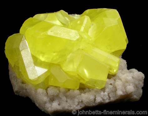 Bright Yellow Sulfur on Aragonite from Agrigento District (Girgenti), Sicily, Italy