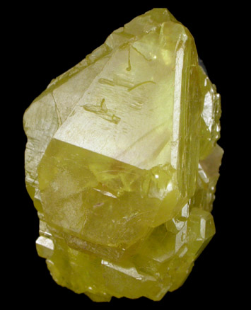 Pyramidal Sulfur Crystal from Scofield Quarry, Maybee, Monroe County, Michigan