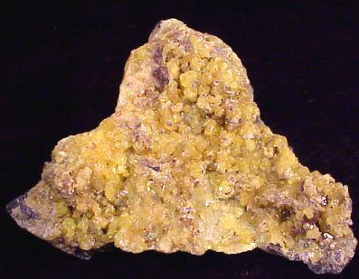 Small, rounded crystals of Sulfur from Machow Mine, Tarnobrzg, Poland