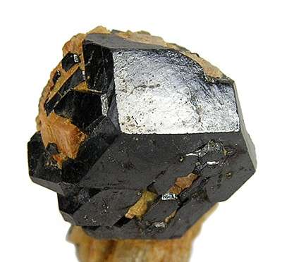 Lustrous Dodecahedral Uraninite Crystal from Trebilcock Mine, Topsham, Sagadahoc Co., Maine