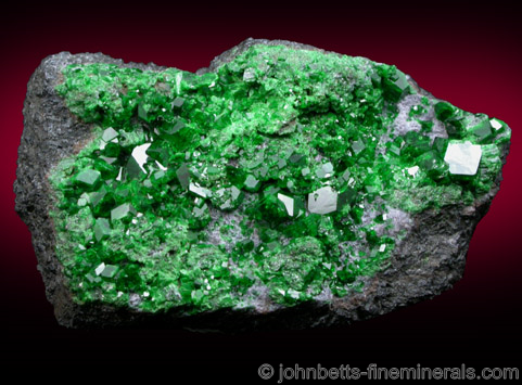 Uvarovite with Large Crystal from Saranovskoye Mine, Sarany, Permskaya Oblast', Ural Mountains, Russia