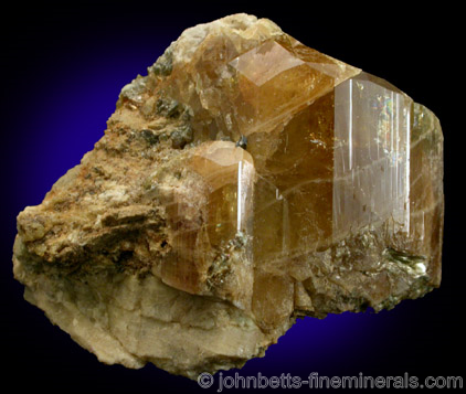 Golden Lustrous Vesuvianite Crystal from Bellecombe, Val D'Aosta, Italy