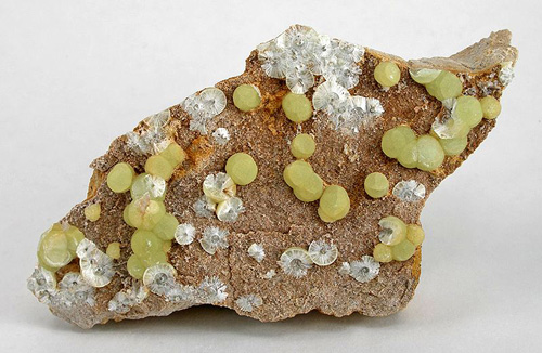 Yellow-Green Wavellite Balls from Lime Ridge, Mount Pleasant Mills, Perry Twp., Snyder Co., Pennsylvania