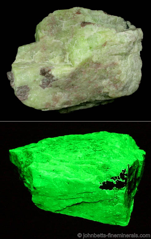 Massive Apple-Green Willemite from Franklin, Sussex County, New Jersey