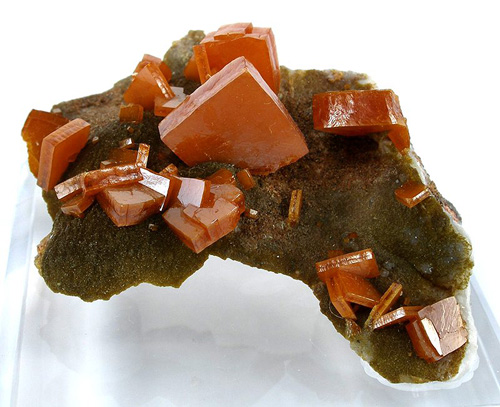 Stubby Wulfenite Crystals from Ahumada Mine, Sierra de Los Lamentos, Chihuahua, Mexico
